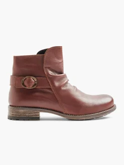 Hot Tan Leather Ruched Buckled Ankle Boot Women Boots·Leather Boots|Boots·Ankle Boots
