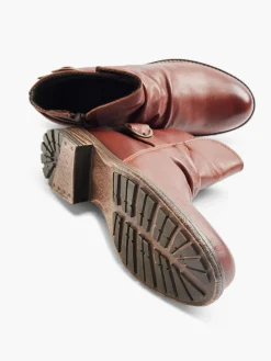 Hot Tan Leather Ruched Buckled Ankle Boot Women Boots·Leather Boots|Boots·Ankle Boots