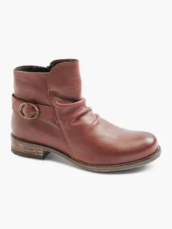 Hot Tan Leather Ruched Buckled Ankle Boot Women Boots·Leather Boots|Boots·Ankle Boots