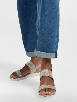 Best Diamante Sandal with Contrasting Platform Women Sandals·Flat Sandals