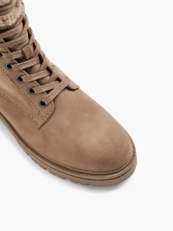 New Faux Fur Collared Lace Up Boot Women Boots·Winter Boots|Boots·Lace-Up Boots