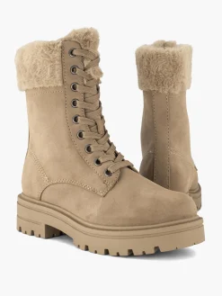 New Faux Fur Collared Lace Up Boot Women Boots·Winter Boots|Boots·Lace-Up Boots
