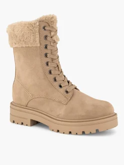New Faux Fur Collared Lace Up Boot Women Boots·Winter Boots|Boots·Lace-Up Boots