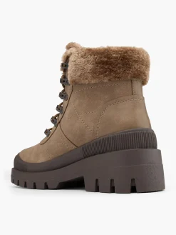 Clearance Faux Fur Collared Lace Up Hiking Boot Women Boots·Faux Fur Lined Boots|Boots·Chunky Boots