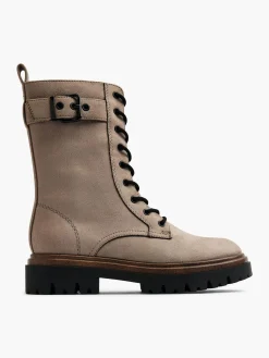 Online Lace Up Boot with Buckle and Strap Detail Women Boots·Biker Boots|Boots·Lace-Up Boots
