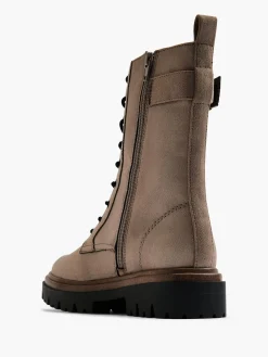 Online Lace Up Boot with Buckle and Strap Detail Women Boots·Biker Boots|Boots·Lace-Up Boots