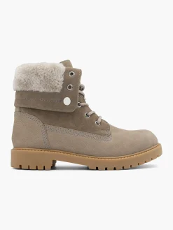Outlet Leather Faux Fur Collar Lace Up Boot Women Boots·Winter Boots|Boots·Lace-Up Boots