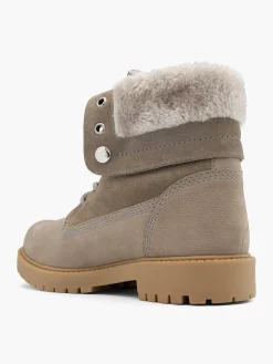 Outlet Leather Faux Fur Collar Lace Up Boot Women Boots·Winter Boots|Boots·Lace-Up Boots