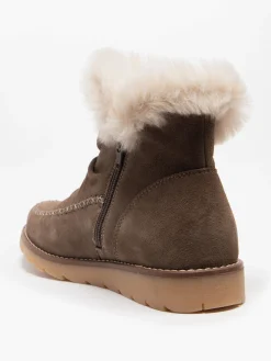 Clearance Suede Ankle Boot with Faux Fur Lining Women Boots·Faux Fur Lined Boots|Boots·Leather Boots