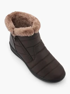 Hot Wide Fit Faux Fur Lined Comfort Boot with Diagonal Zip Women Loafers & Low Shoes·Comfort|Boots·Comfort Boots