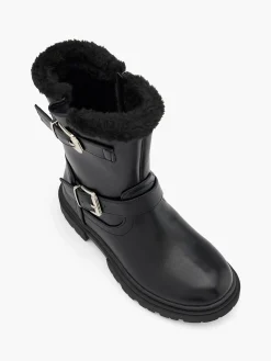 Hot Teen Girl Biker Ankle Boot With Faux Fur All Girls·Teens|Girls Shoes·Warm Lined Boots