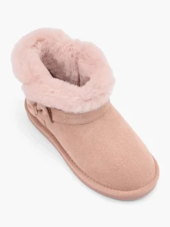 Clearance Toddler Girl Slip On Faux Fur Lined Boot With Side Bow All Girls·Toddlers|Girls Shoes·Warm Lined Boots