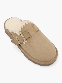 New Warm Lined Slip On With Buckle & Stitch Detail Women Loafers & Low Shoes·Slip On Shoes