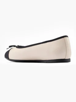 Discount White and Black Contrasting Ballerina with Bow Detailing Women Loafers & Low Shoes·Ballet Pumps