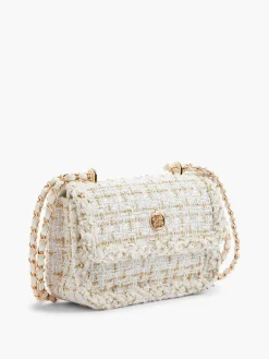 White and Tweed Textile Shoulder Bag Women Bags·Handbags