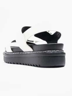 Best White Chunky Sandal with Contrasting Sole and Stitching Women Sandals·Chunky Sandals
