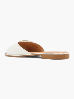Best Gemstone Buckle Mule with Silver Metallic Detail Women Sandals·Mules|Sandals·Flat Sandals