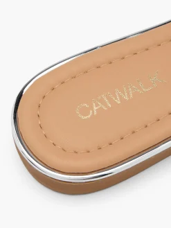 Best Gemstone Buckle Mule with Silver Metallic Detail Women Sandals·Mules|Sandals·Flat Sandals