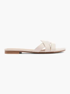 Sale White Interwoven Strapped Slip On Flat Sandal Women Sandals·Mules|Sandals·Flat Sandals
