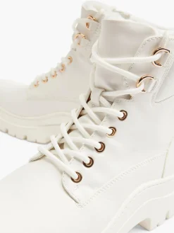 Best Lace Up Ankle Boot with Embossed Monogram Detail Women Boots·Lace-Up Boots|Boots·Ankle Boots