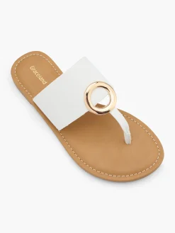 Best Metal Ring Toe Thong Flat Sandal Women Sandals·Flat Sandals