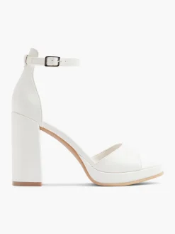 White Platform Heel with Ankle Strap Women Heels·High Heels|Heels·Platform Heels