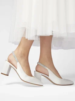 Hot Satin Wedding Collection Sling Back Heel with Diamante Detailing Women Heels·Slingback Heels|Heels·High Heels