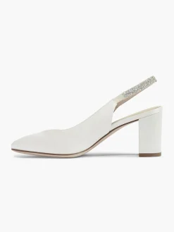 Hot Satin Wedding Collection Sling Back Heel with Diamante Detailing Women Heels·Slingback Heels|Heels·High Heels