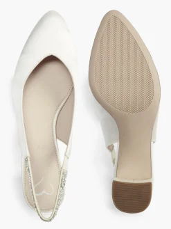 Hot Satin Wedding Collection Sling Back Heel with Diamante Detailing Women Heels·Slingback Heels|Heels·High Heels