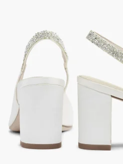 Hot Satin Wedding Collection Sling Back Heel with Diamante Detailing Women Heels·Slingback Heels|Heels·High Heels