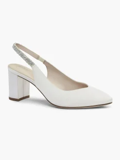Hot Satin Wedding Collection Sling Back Heel with Diamante Detailing Women Heels·Slingback Heels|Heels·High Heels