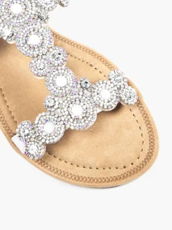 Slingback Strapped Sandal with Gem Detail Women Sandals·Flat Sandals