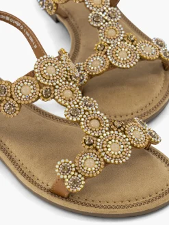 Slingback Strapped Sandal with Gem Detail Women Sandals·Flat Sandals