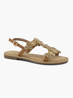 Slingback Strapped Sandal with Gem Detail Women Sandals·Flat Sandals
